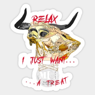 Trick or treat bull skull Sticker